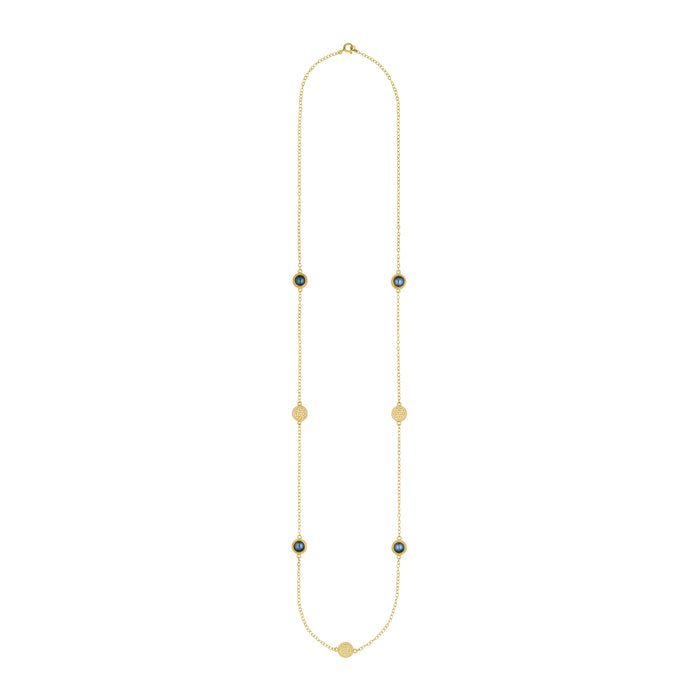 ANNA BECK LONG BLUE PEARL STATION NECKLACE