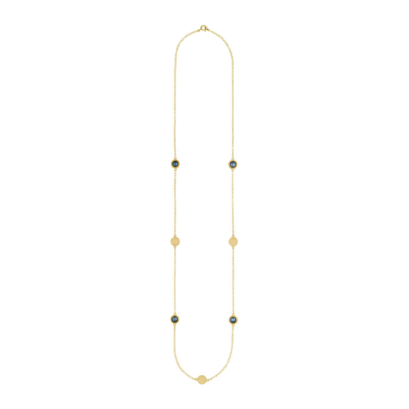 ANNA BECK LONG BLUE PEARL STATION NECKLACE