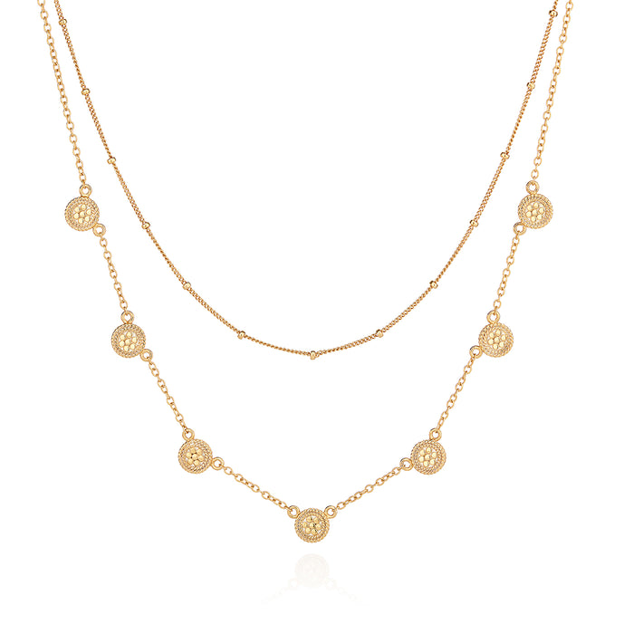 ANNA BECK DOUBLE CHAIN DISC NECKLACE
