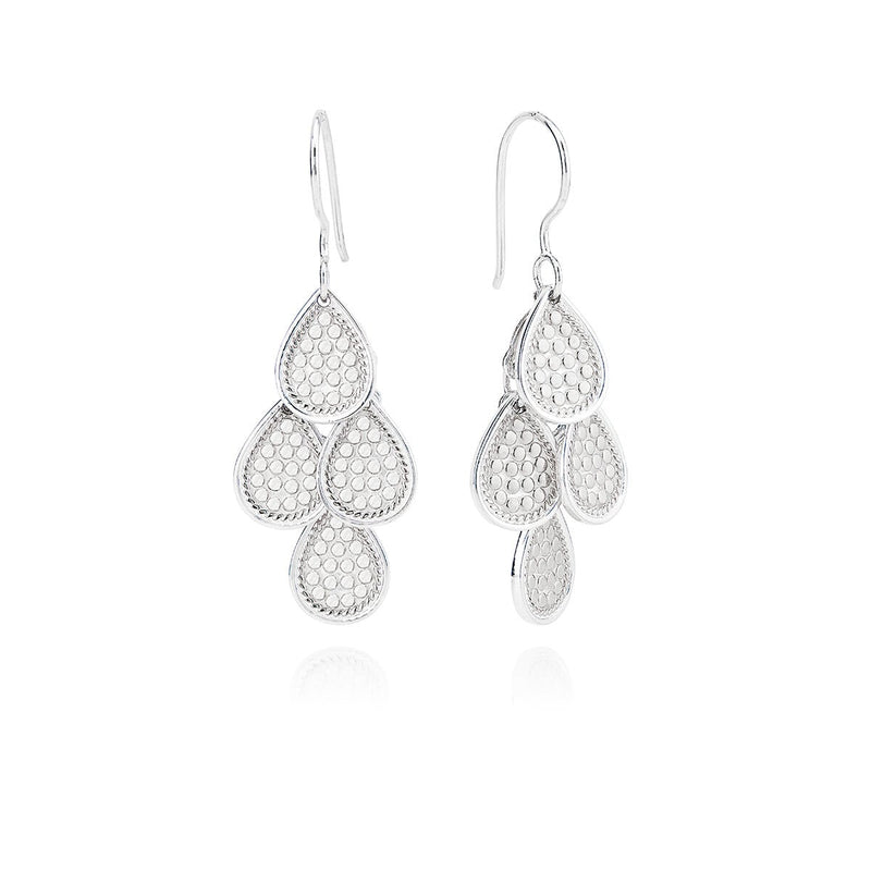 ANNA BECK SILVER BEADED CHANDELIER EARRINGS