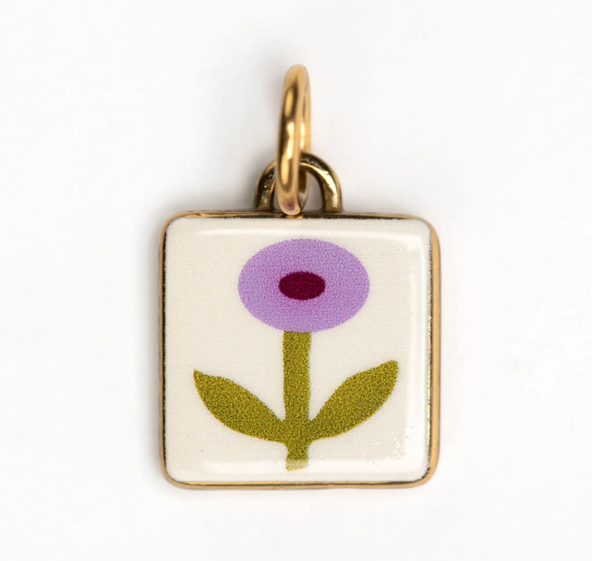 RAF & GRACE CANDY BEAD VINTAGE LILAC PEONY CHARM NECKLACE