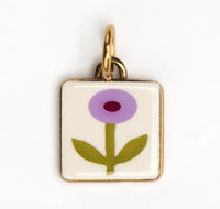 RAF & GRACE CANDY BEAD VINTAGE LILAC PEONY CHARM NECKLACE