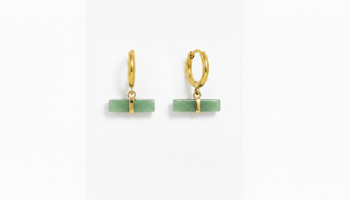 RACHEL JACKSON GREEN AVENTURINE T-BAR HUGGIE EARRINGS