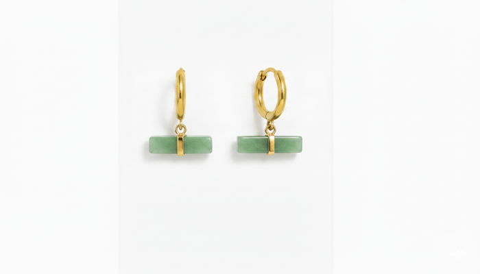 RACHEL JACKSON GREEN AVENTURINE T-BAR HUGGIE EARRINGS