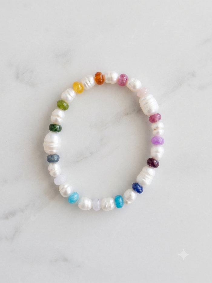 PEACHY & WILD PEARL & RAINBOW BRACELET
