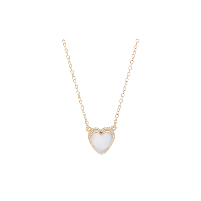 ANNA BECK ROSE QUARTZ MOTHER OF PEARL HEART NECKLACE