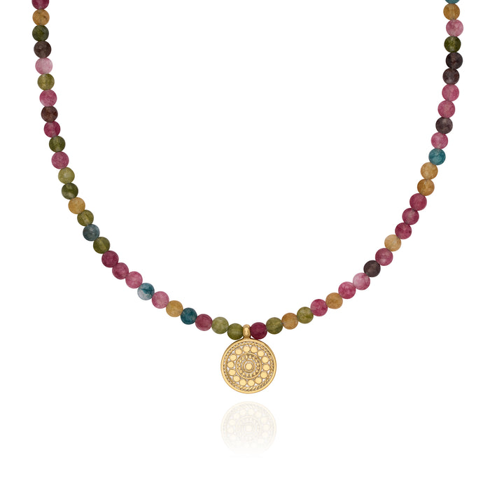 ANNA BECK JADE MULTICOLOUR BEAD & PENDANT NECKLACE