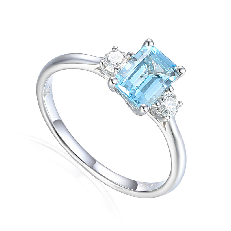 LAST NIGHT I DREAMT CRAWFORD OCTAGON AQUA AND DIAMOND RING