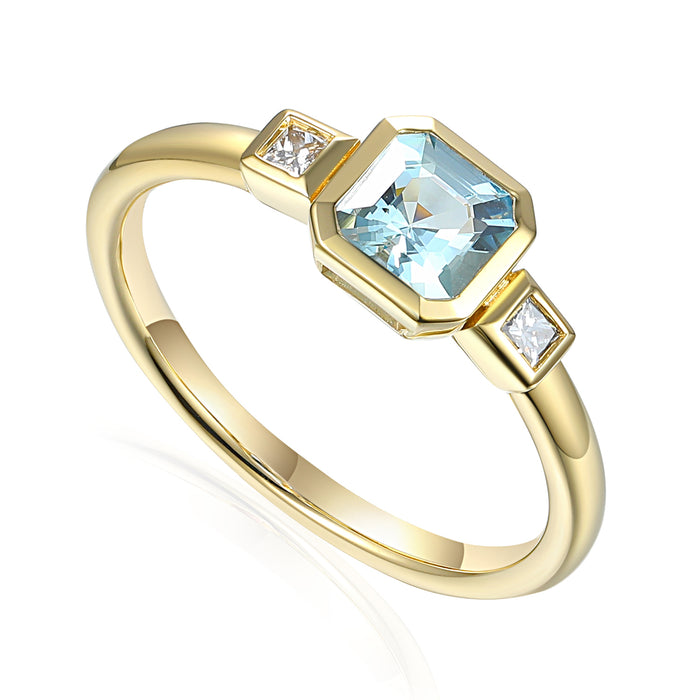 LAST NIGHT I DREAMT PRINCESS AQUA & DIAMOND RING