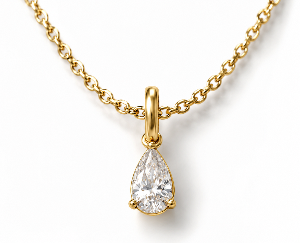 LAST NIGHT I DREAMT DIAMOND TEAR DROP PENDANT NECKLACE