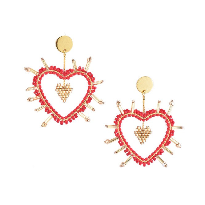 MISHKY RED SACRED HEART EARRINGS