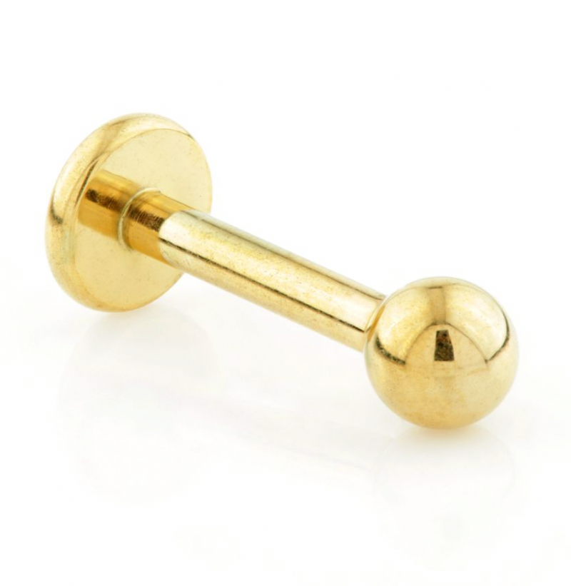 WBJ YELLOW GOLD THREADLESS TI MICRO LABRET WITH POP IN BALL