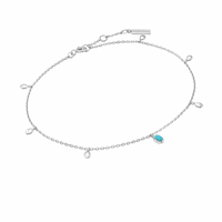 ANIA HAIE SILVER TURQUOISE DROP PENDANT ANKLET