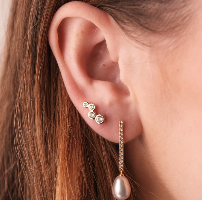 ASTLEY CLARKE CELESTIAL PEARL AND SAPPHIRE DROP STUD EARRINGS