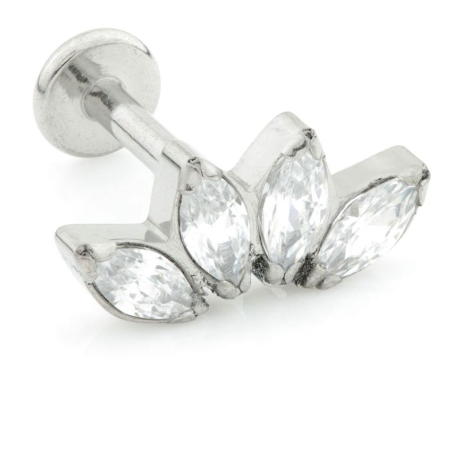WBJ INTERNAL TI MICRO LABRET WITH MARQUISE GEM CLUSTER ATTACHMENT (1.2MM)