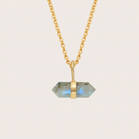 HARRY ROCKS 9CT GOLD BALANCE PENDANT NECKLACE