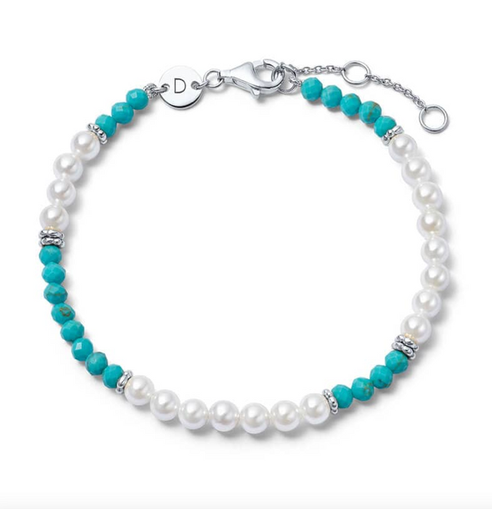 DAISY LONDON PEARL TURQUOISE BEADED BRACELET