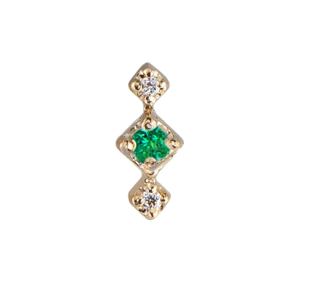 MÉTIER 3 STONE PETITE STUD FLAT BACK EARRING