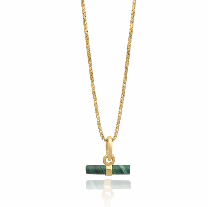 RACHEL JACKSON MINI MALACHITE T BAR NECKLACE
