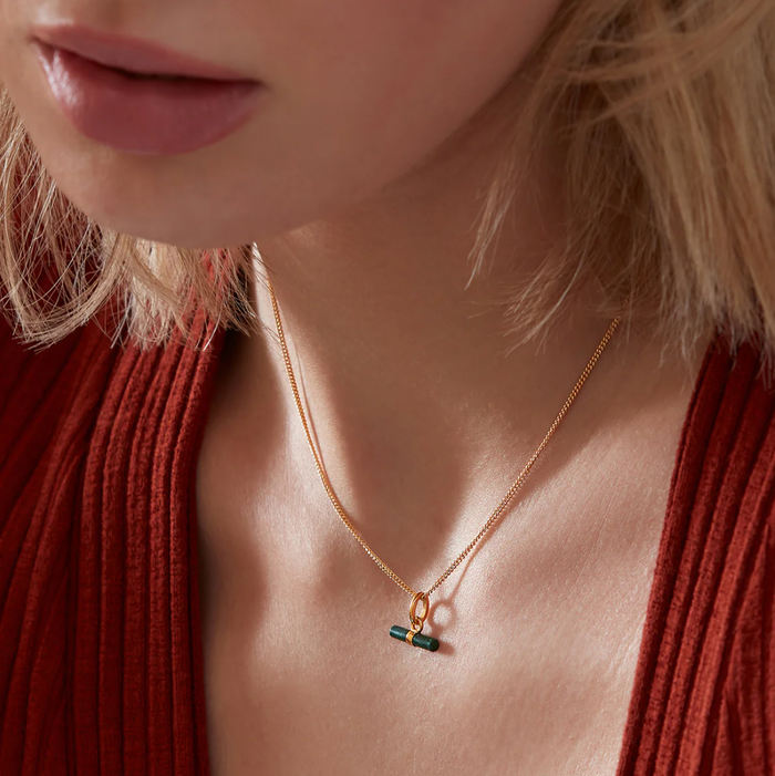 RACHEL JACKSON MINI MALACHITE T BAR NECKLACE
