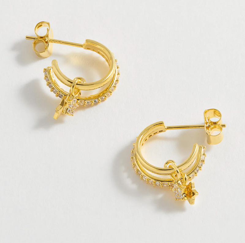 ESTELLA BARTLETT DUO PAVE STAR HOOP EARRINGS