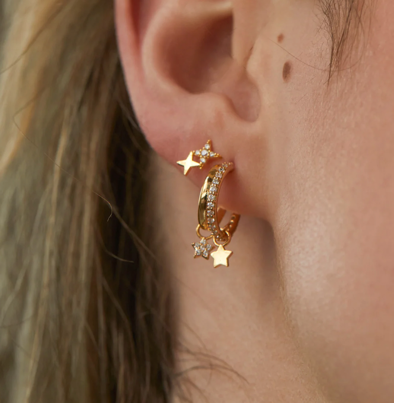 ESTELLA BARTLETT DUO PAVE STAR HOOP EARRINGS