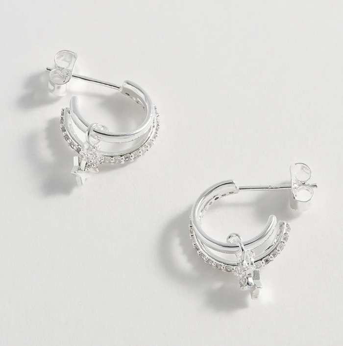 ESTELLA BARTLETT DUO PAVE STAR HOOP EARRINGS