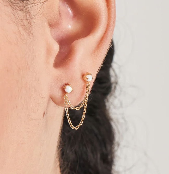 ANIA HAIE KYOTO OPAL DROP CHAIN BARBELL SINGLE EARRING