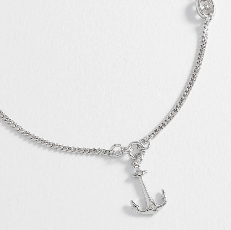 ESTELLA BARTLETT RHODIUM PLATED ANCHOR PENDANT NECKLACE