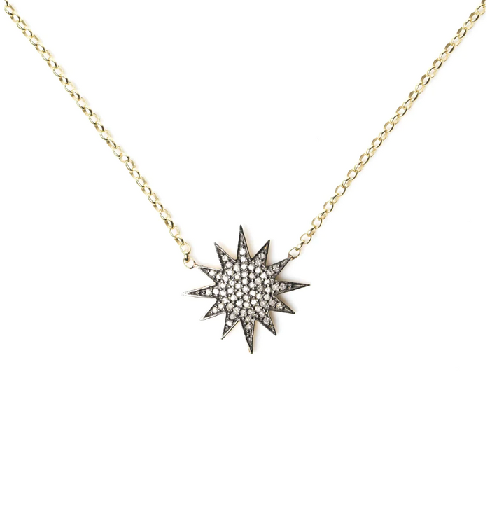 KIRSTIE LE MARQUE DIAMOND AND GOLD STARBURST NECKLACE