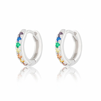 SCREAM PRETTY HUGGIE EARRINGS WITH RAINBOW STONES