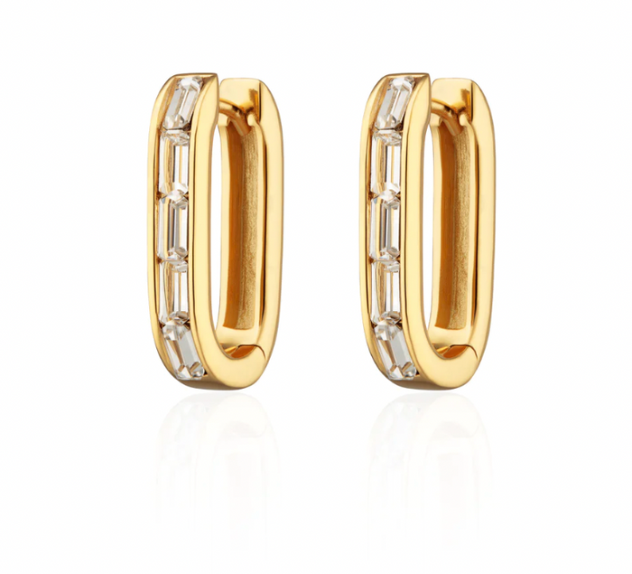 SCREAM PRETTY OVAL BAGUETTE HOOP EARRINGS