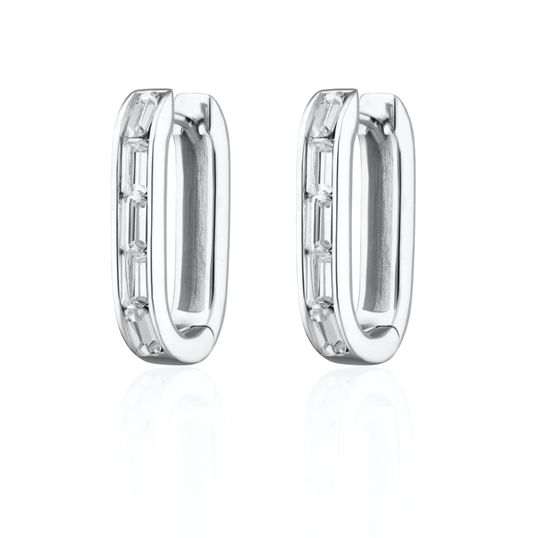 SCREAM PRETTY OVAL BAGUETTE HOOP EARRINGS