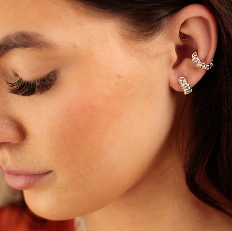 SCREAM PRETTY SCRUNCHIE HUGGIE EARRINGS