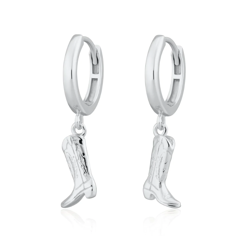 SCREAM PRETTY COWBOY BOOT CHARM HOOP EARRINGS