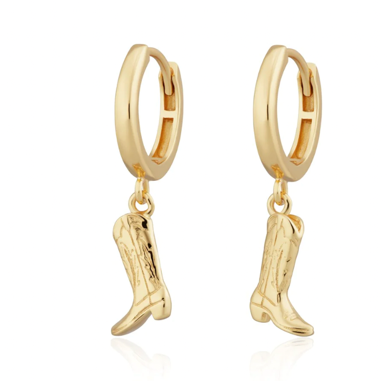 SCREAM PRETTY COWBOY BOOT CHARM HOOP EARRINGS