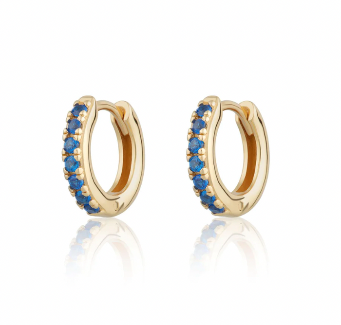 SCREAM PRETTY HUGGIE EARRINGS WITH BLUE STONES