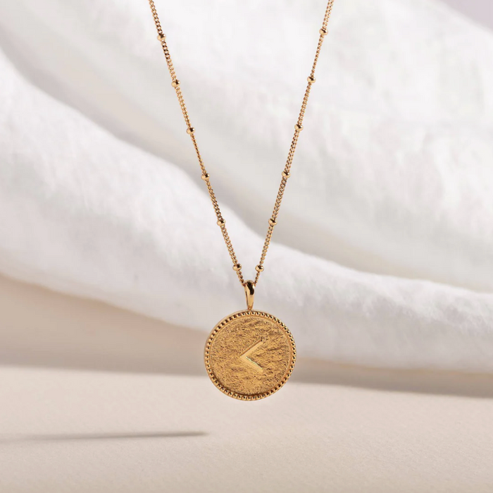 CLAIRE HILL DESIGNS "KIND" SHORTHAND COIN NECKLACE