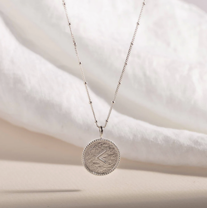 CLAIRE HILL DESIGNS "KIND" SHORTHAND COIN NECKLACE