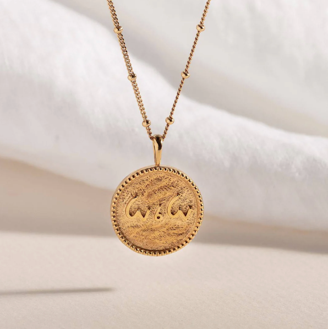 CLAIRE HILL DESIGNS "LOVE IS LOVE" SHORTHAND COIN NECKLACE