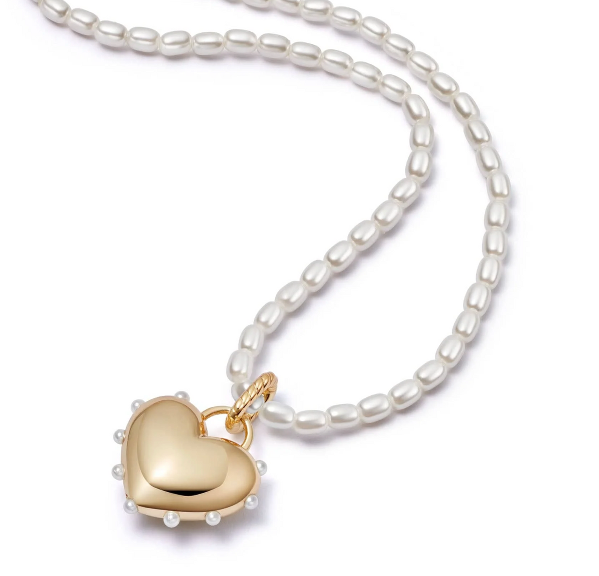 DAISY LONDON SHRIMPS CHUBBY HEART PEARL NECKLACE