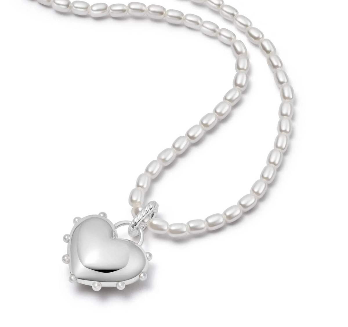 DAISY LONDON SHRIMPS CHUBBY HEART PEARL NECKLACE