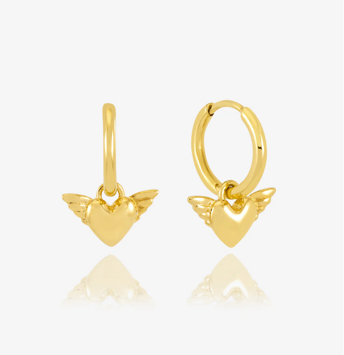 RACHEL JACKSON GUARDIAN ANGEL WINGS HUGGIE HOOP EARRINGS