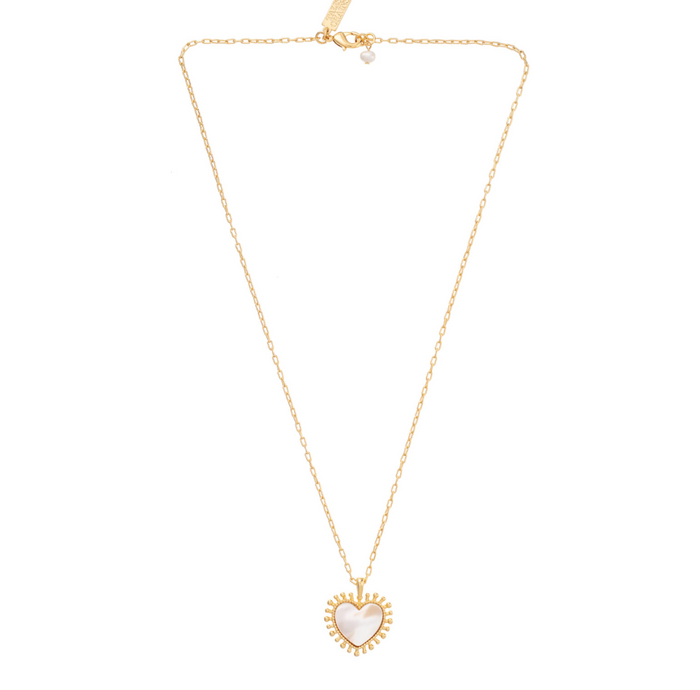TALIS CHAINS MINI HEART MOTHER OF PEARL NECKLACE