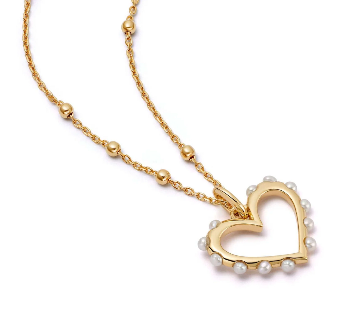 DAISY LONDON HEART PEARL PENDANT NECKLACE