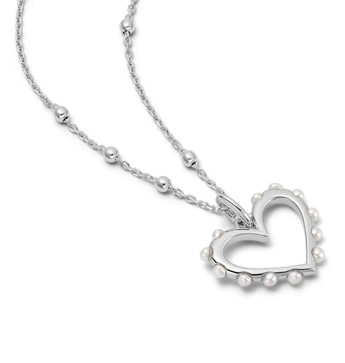 DAISY LONDON HEART PEARL PENDANT NECKLACE