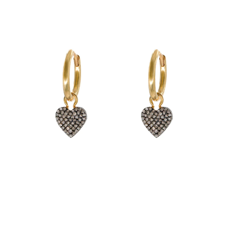 KIRSTIE LE MARQUE DIAMOND HEART HOOP EARRINGS