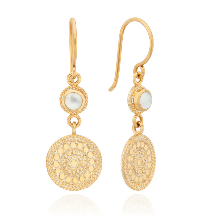 ANNA BECK MOTHER OF PEARL & DISC DROP EARRINGS