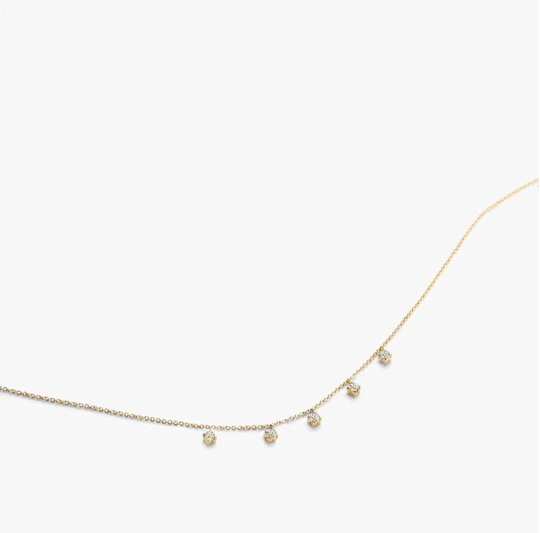 BLUSH 14K YELLOW GOLD & 5 ZIRCONIA PENDANTS NECKLACE