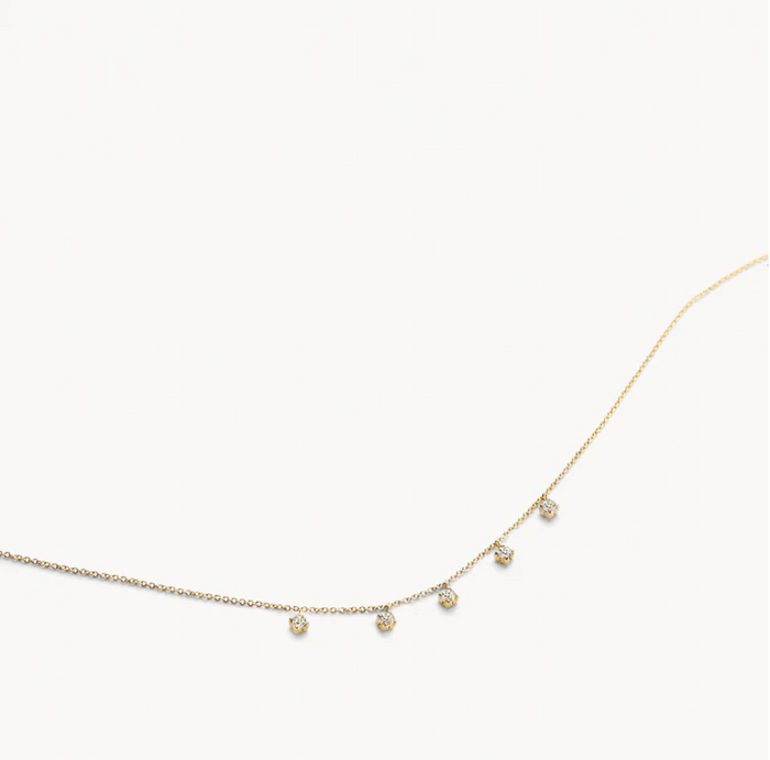 BLUSH 14K YELLOW GOLD & 5 ZIRCONIA PENDANTS NECKLACE